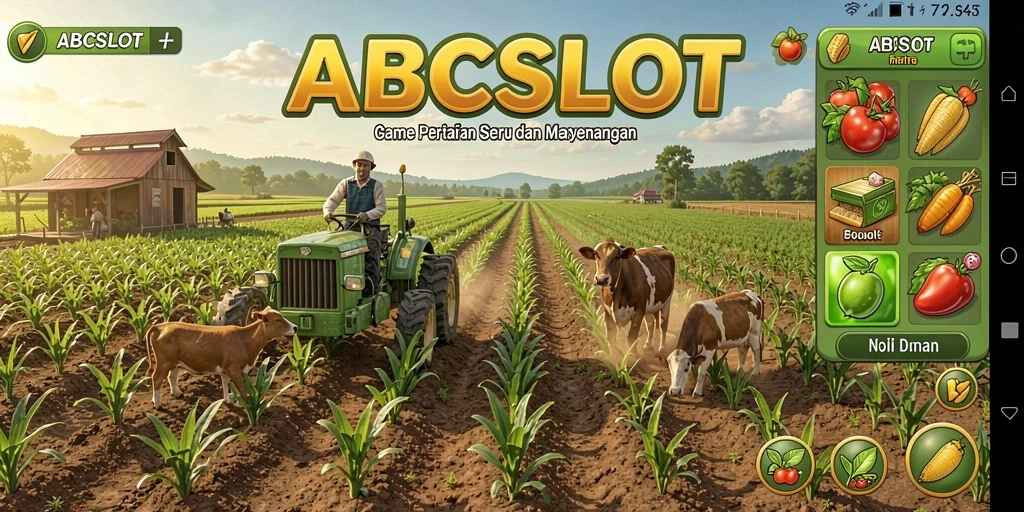 Screenshot menampilkan gameplay seru dalam mengelola kebun di ABCSLOT.