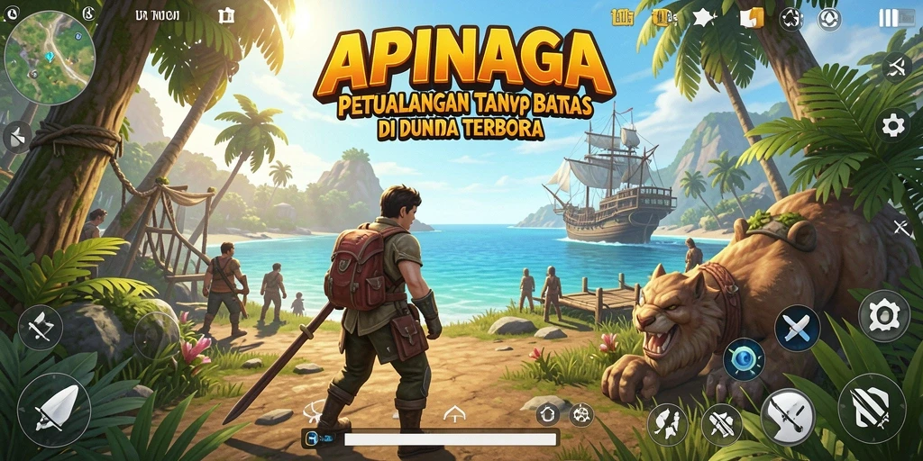 Screenshot gameplay APINAGA menampilkan dunia terbuka yang menakjubkan.