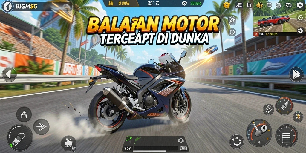 Gameplay menarik dari BIGMSG saat balapan motor di trek yang mendebarkan.