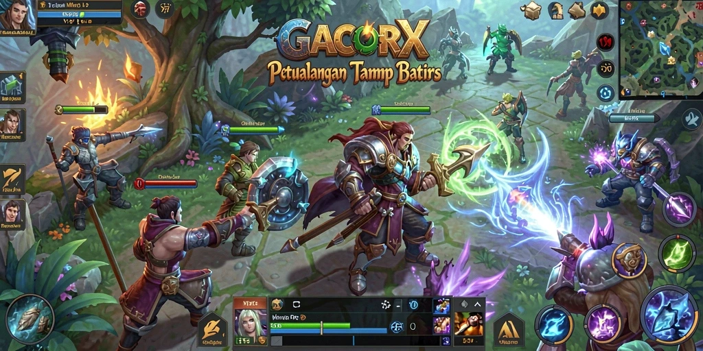 Tangkapan layar GACORX menampilkan pertempuran epik di dunia MMORPG.
