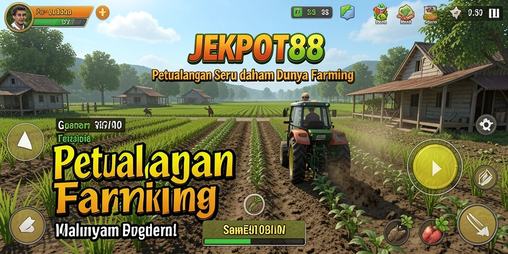 Screenshot dari gameplay <strong>JEKPOT88</strong> menampilkan kebun yang rimbun dan berwarna-warni.