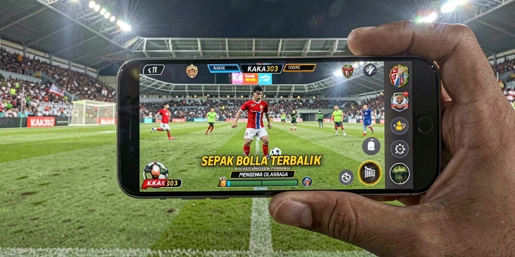 Screenshot gameplay KAKA303 dengan aksi sepak bola yang mendebarkan.