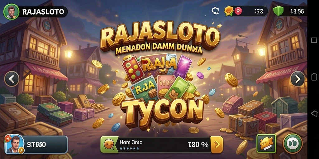 Tampilan gameplay RAJASLOTO dengan berbagai fitur Tycoon yang menarik.